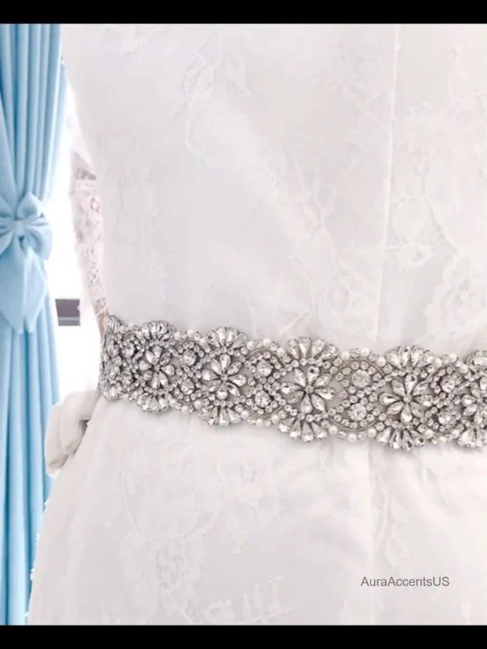 Rhinestone Bridal Belt Crystal Wedding Dress Sash Self-Tie